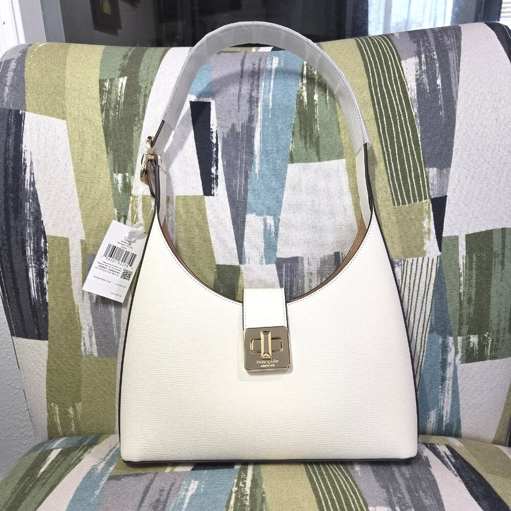 Kate Spade New York Phoebe Large Shoulder Bag Leather Handbag Tote In Meringue